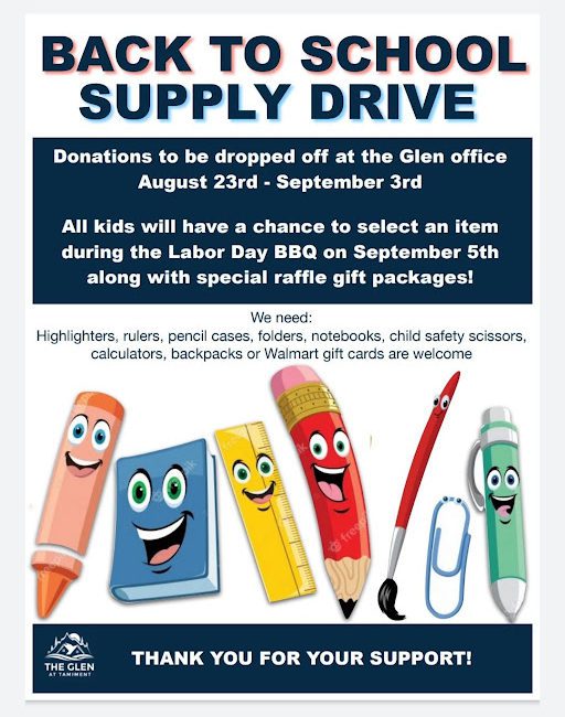 Back to School Supply Drive – The Glen At Tamiment