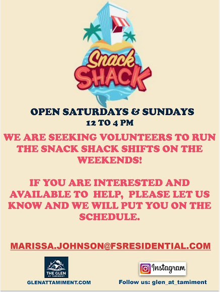 Snack Shack Volunteers Needed – The Glen At Tamiment